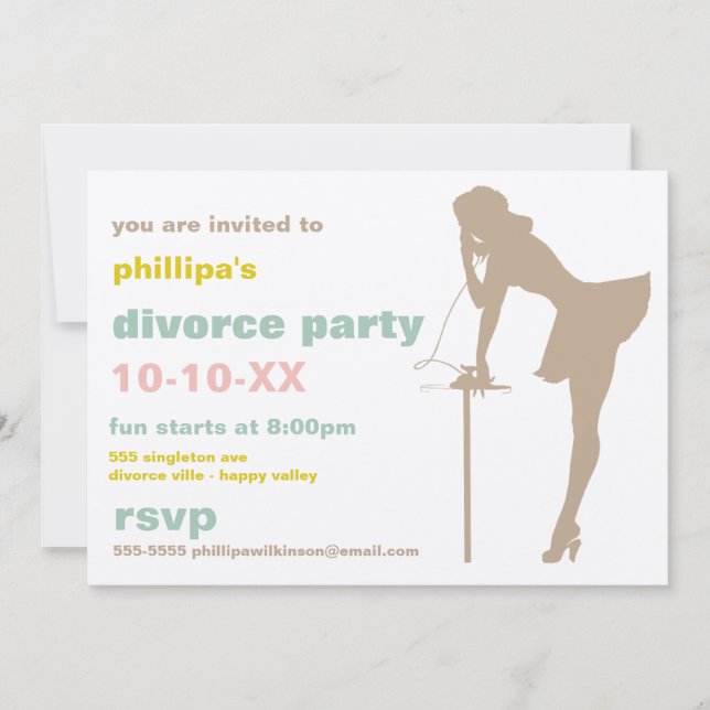 Invitations de la fête du divorce rétro (Devant)