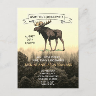 Invitations de la fête du feu de camp d'orignaux r