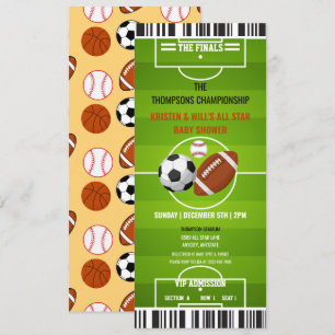 Invitations de la fête sportive   Baby shower garç