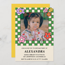 Invitations de la fille 7e anniversaire Retro Supe