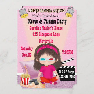 Invitations de la Fille Movie et du Pajama Party
