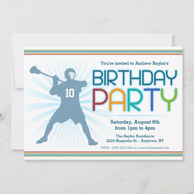 Invitations de la Lacrosse Birthday Party - thème  (Devant)