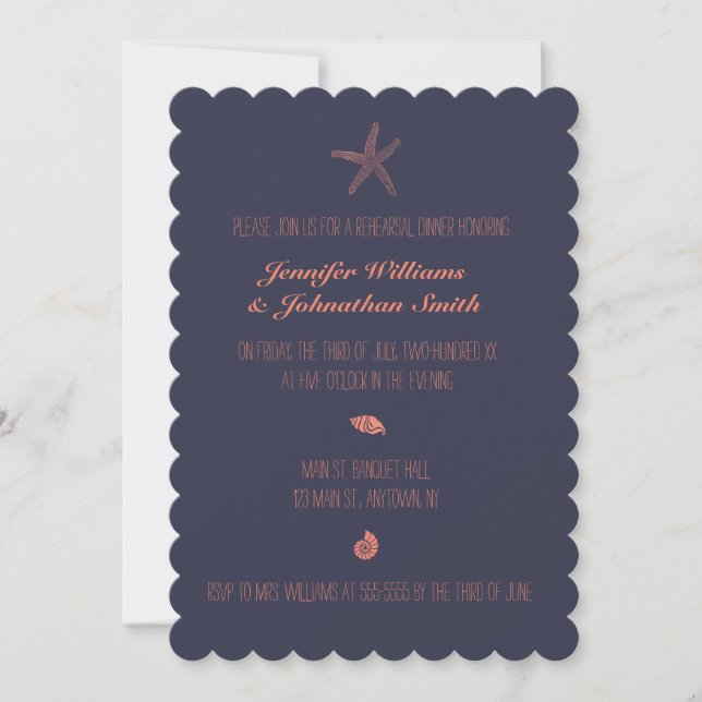 Invitations de la marine à dîner en coquillages (Devant)
