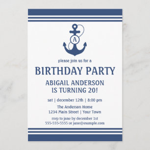 Invitations de la Marine Blue Nautical Anniversair