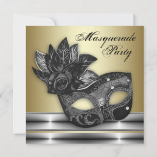Invitations de la mascarade d'or noir argent
