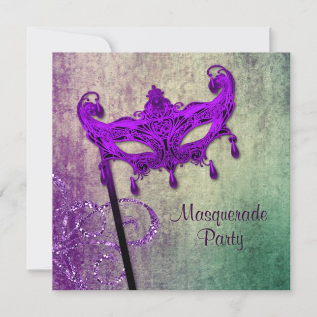 Invitations de la mascarade violet vert (Devant)