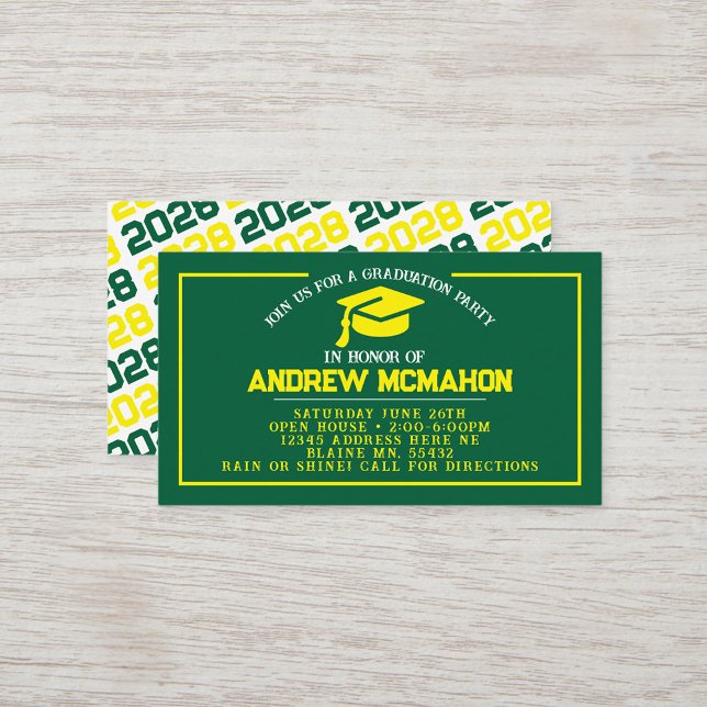 Invitations de la mini-graduation verte et jaune (Green & Yellow Mini Graduation Invites for Friends, Team Mates or as Inserts!)