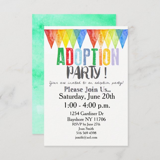 Invitations de la partie Adoption (Devant / Derrière)