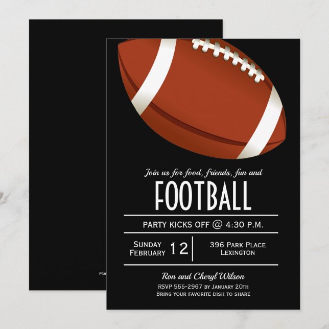 Invitations de la partie américaine de football Bo (Devant / Derrière)