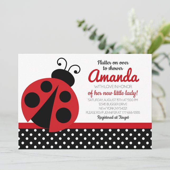Invitations de la partie Baby shower Ladybug (Ladybug Baby Shower Invitation. Printed with Envelopes or Digital Download Available)