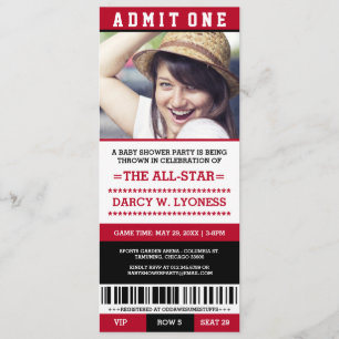 Invitations de la partie Baby shower Red Sports