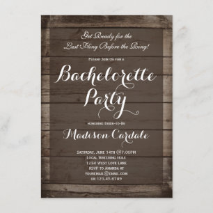 Invitations de la partie de Bachelorette rustique 