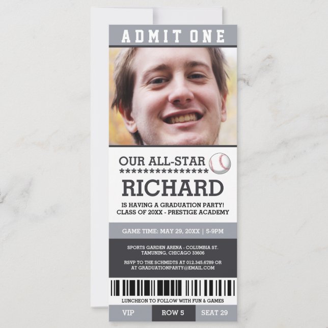 Invitations de la partie de baseball (Devant)