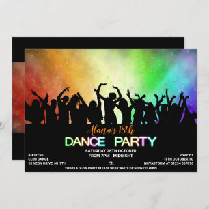 Invitations de la partie de danse Rainbow Glow