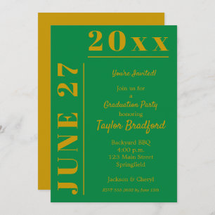 Invitations de la partie de graduation verte et or