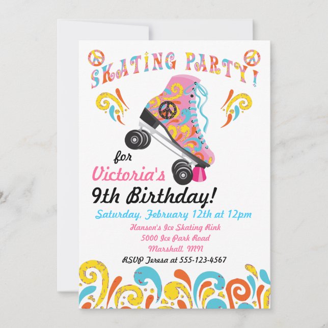 Invitations de la partie de patinage super (Devant)