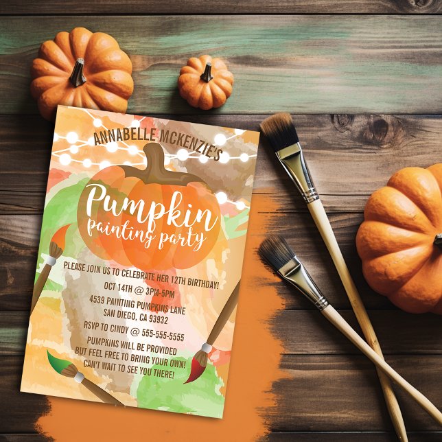 Invitations de la partie de peinture Citrouille d' (Autumn Pumpkin Painting Party Invitations
)
