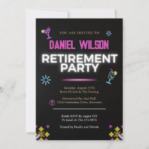 Invitations de la partie de retraite Colorful Neon