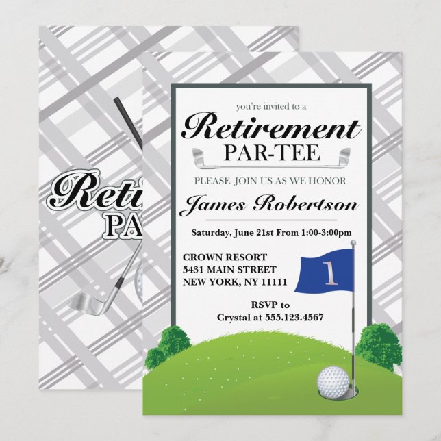 Invitations de la partie de retraite de golf (Devant / Derrière)