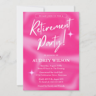 Invitations de la partie de retraite rose et blanc