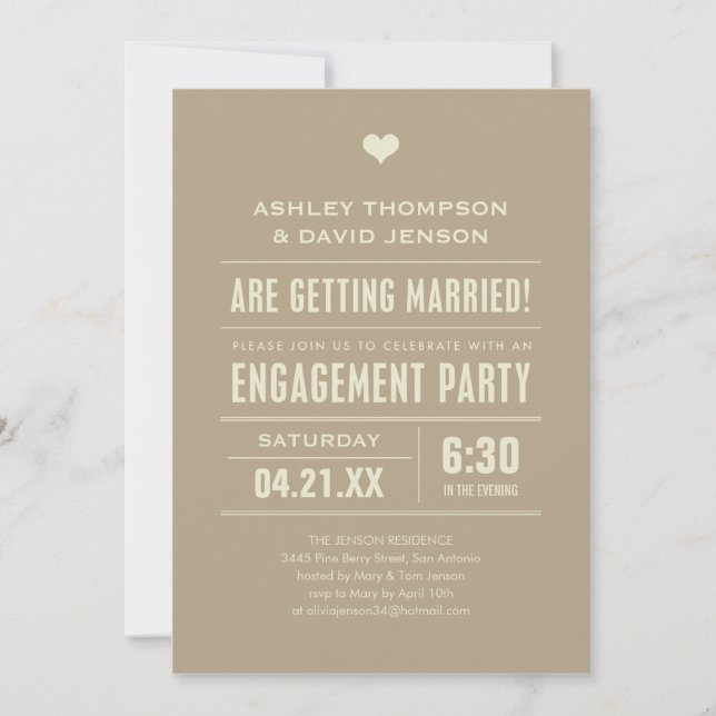 Invitations de la partie d'engagement (Devant)