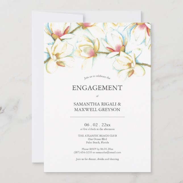 Invitations de la partie d'engagement Aquarelle Fl (Devant)