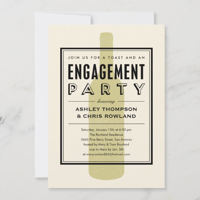 Invitations de la partie d'engagement de la boutei (Devant)