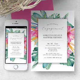 Invitations de la partie d'engagement Fleurs tropi