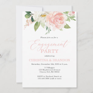 Invitations de la partie d'engagement florale rose
