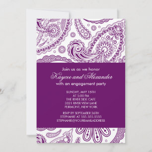 Invitations de la partie d'engagement Purple Paisl