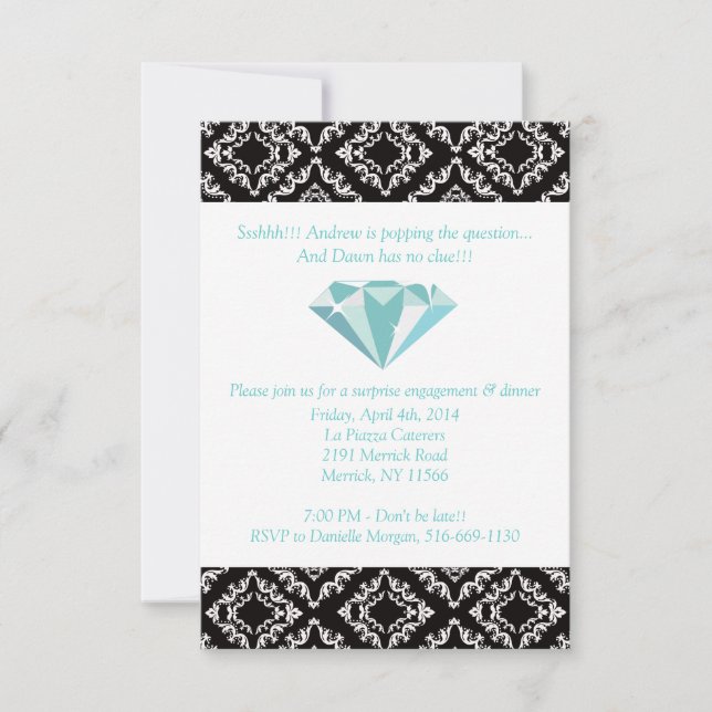 Invitations de la partie d'engagement (Turquoise)  (Devant)