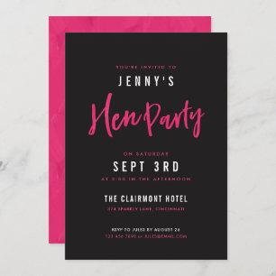 Invitations de la partie Hot Pink & Black Hen