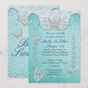 Invitations de la partie papillon diamant