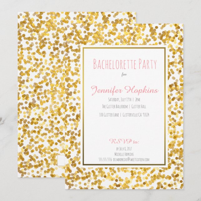 Invitations de la partie Pois Gold Paint (Devant / Derrière)