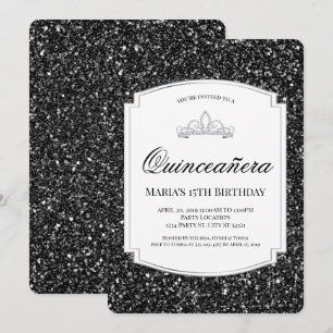 Invitations de la Parties scintillant noire Quince