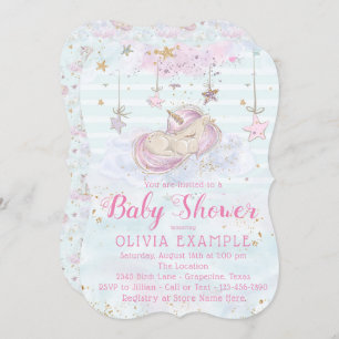 Invitations de la petite fille Unicorn