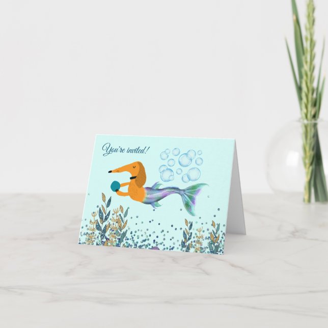 Invitations de la piscine Dachshund Mermaid Pool (Devant)