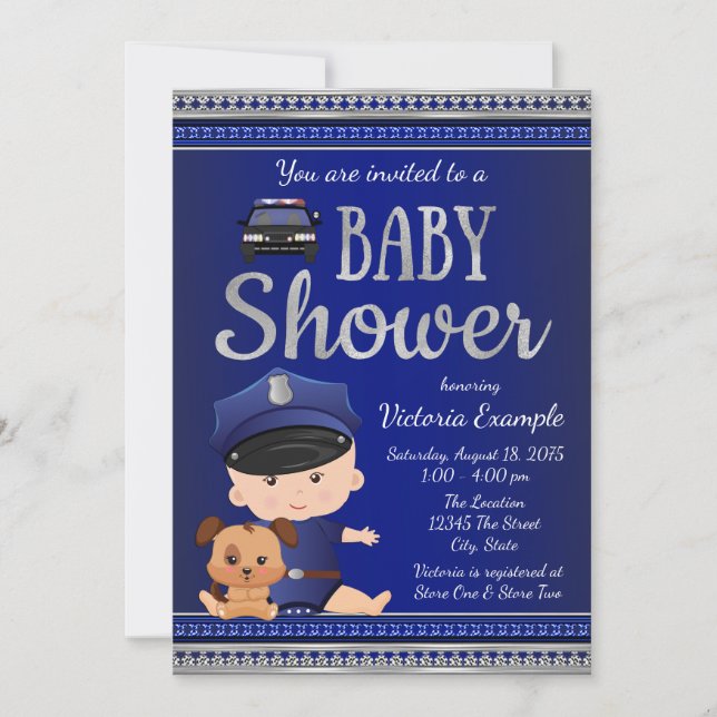 Invitations de la police de douche bébé (Devant)