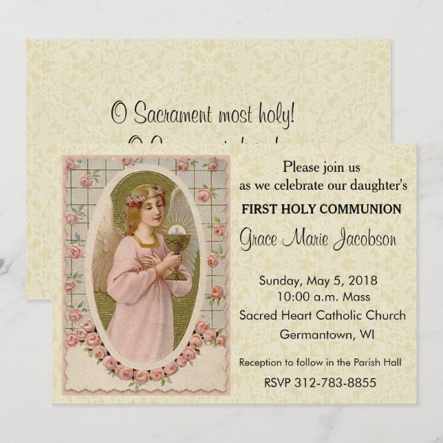 Invitations de la première communion catholique (Devant / Derrière)
