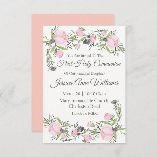 Invitations de la première sainte communion (Devant / Derrière)