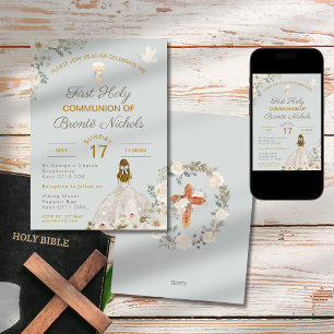 Invitations de la première sainte communion Boho C
