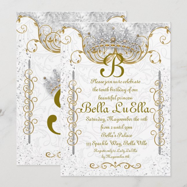 Invitations de la Princess Bling Diamond Party (Devant / Derrière)