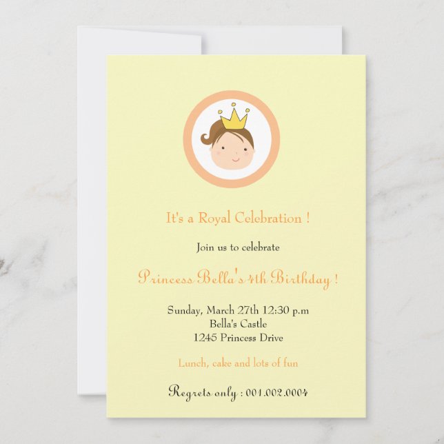 Invitations de la princesse à la fête d'anniversai (Devant)