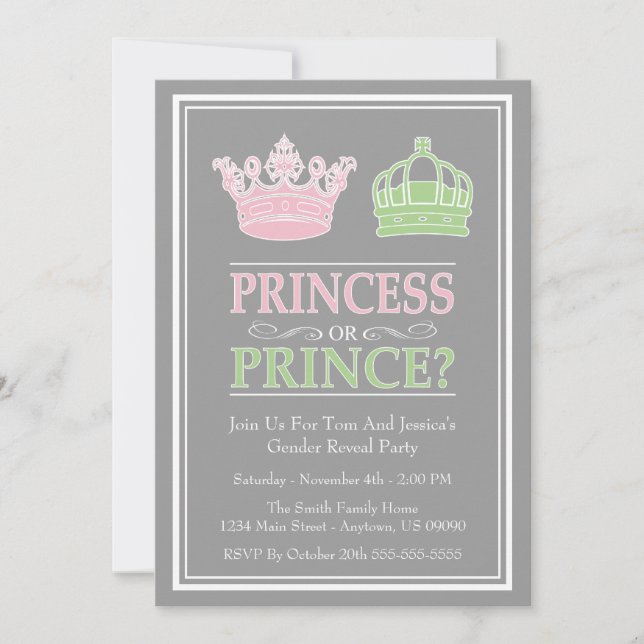 Invitations de la princesse ou du prince Genre (Devant)