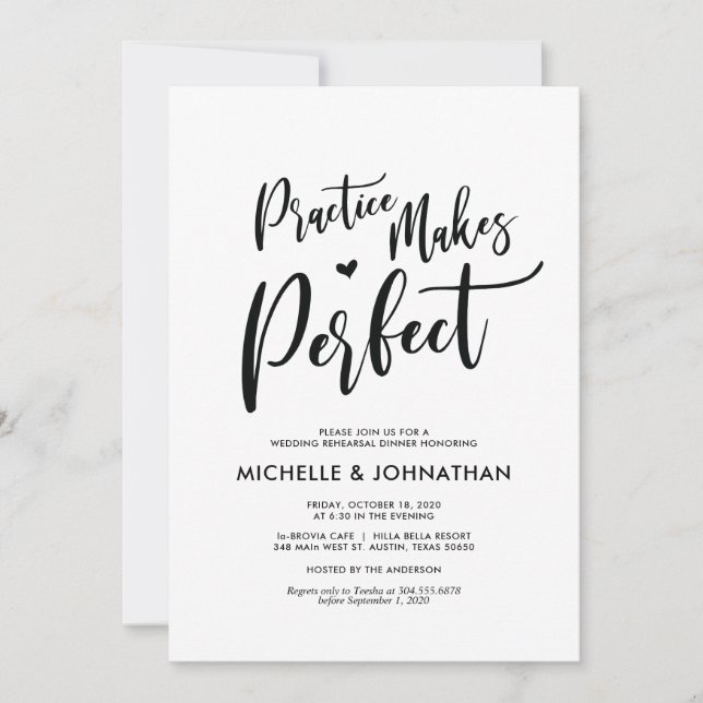 Invitations de la répétition de mariage parfait et (Devant)