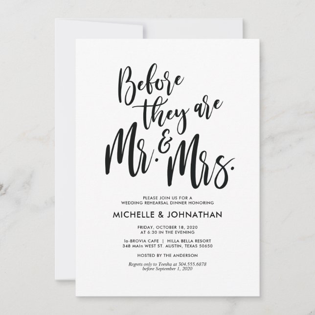 Invitations de la répétition de mariage parfait et (Devant)