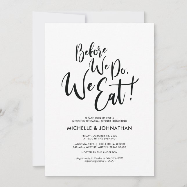 Invitations de la répétition de mariage parfait et (Devant)