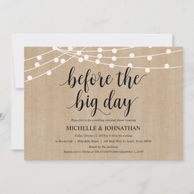 Invitations de la répétition Rustic String Lights (Devant)