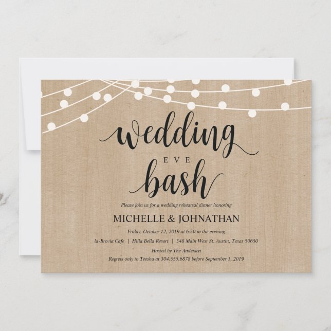 Invitations de la répétition Rustic String Lights (Devant)