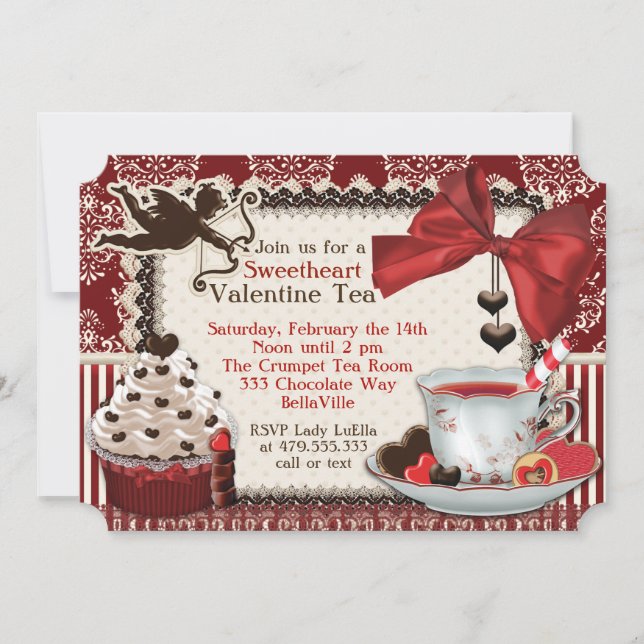 Invitations de la Saint Valentin Tea Party (Devant)